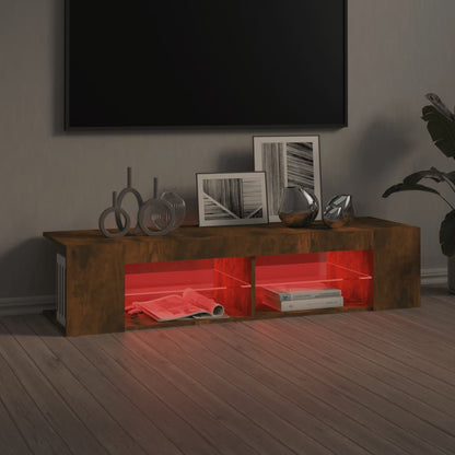 TV Cabinet with LED Lights Smoked Oak 135x39x30 cm