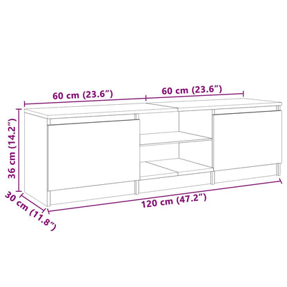 TV Cabinet with LED Lights Smoked Oak 120x30x36 cm