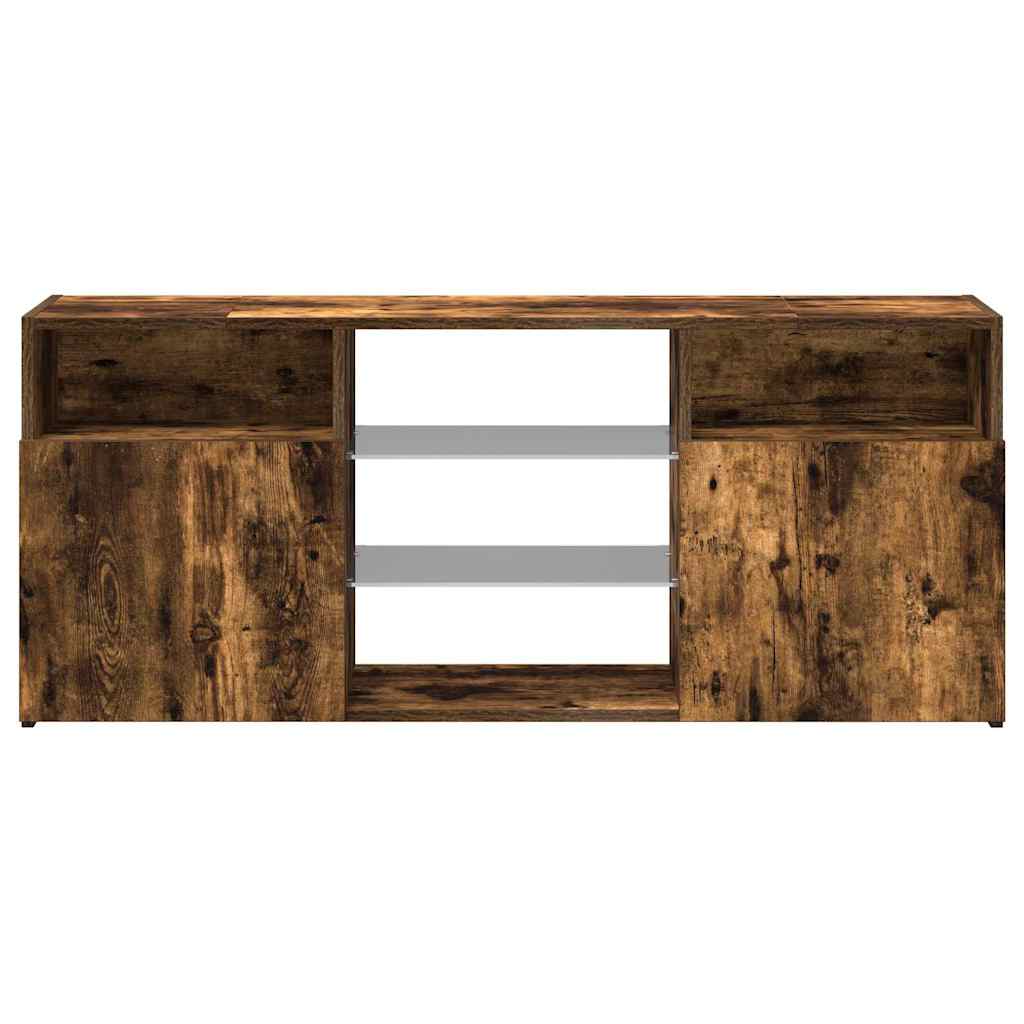 TV Cabinet with LED Lights Smoked Oak 120x30x50 cm