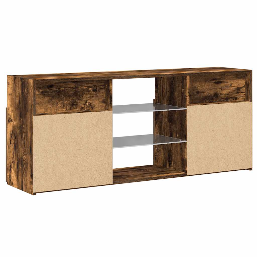 TV Cabinet with LED Lights Smoked Oak 120x30x50 cm