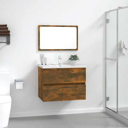 2 Piece Bathroom Furniture Set Smoked Oak Engineered Wood