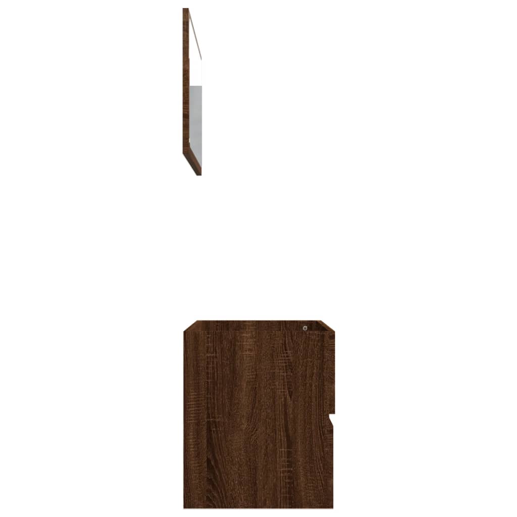 2 Piece Bathroom Furniture Set Brown Oak Engineered Wood