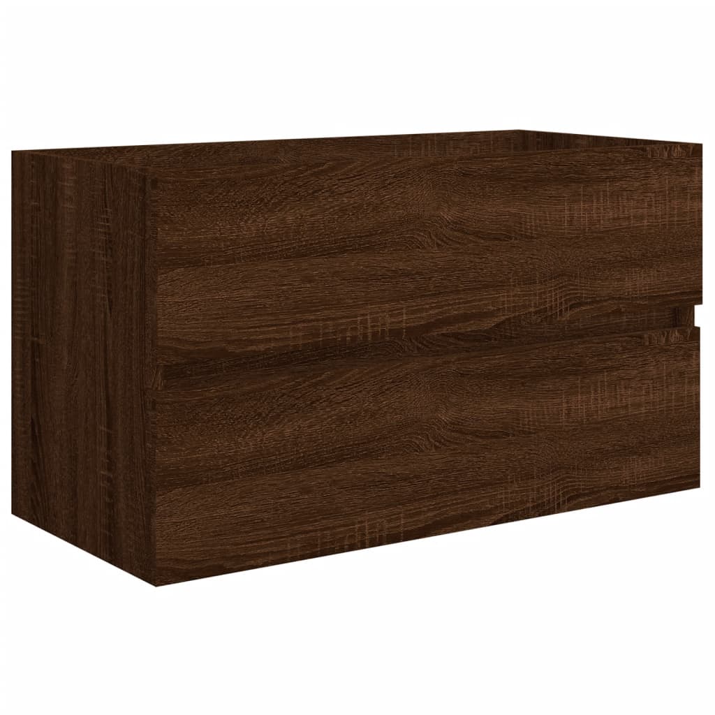 2 Piece Bathroom Furniture Set Brown Oak Engineered Wood