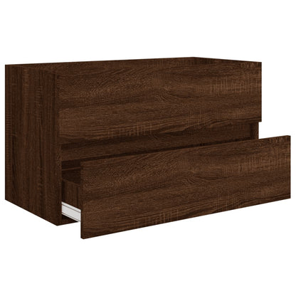 2 Piece Bathroom Furniture Set Brown Oak Engineered Wood