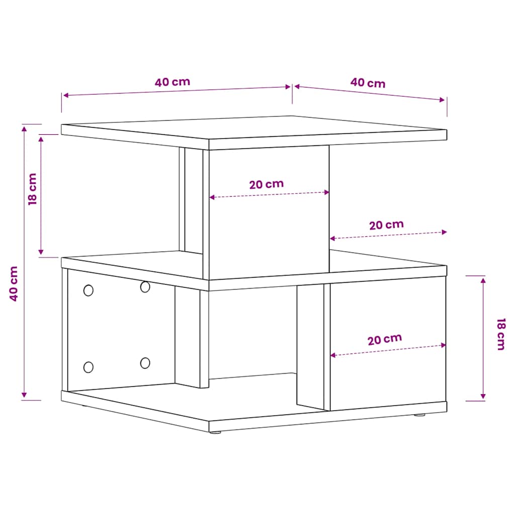 Side Table Brown Oak 40x40x40 cm Engineered Wood