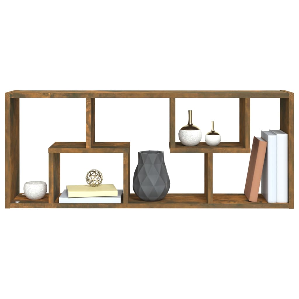 Wall Shelf Smoked Oak 36x16x90 cm Engineered Wood