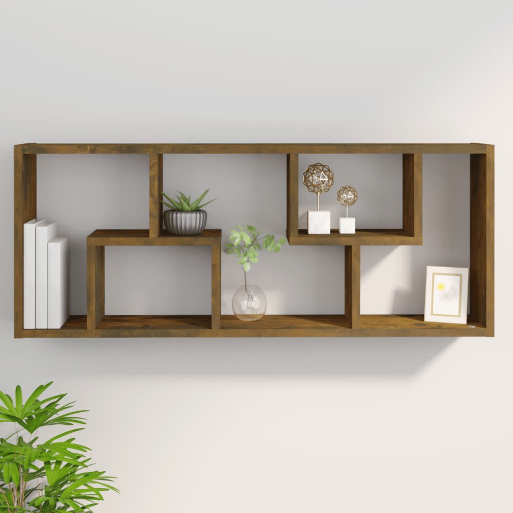 Wall Shelf Smoked Oak 36x16x90 cm Engineered Wood