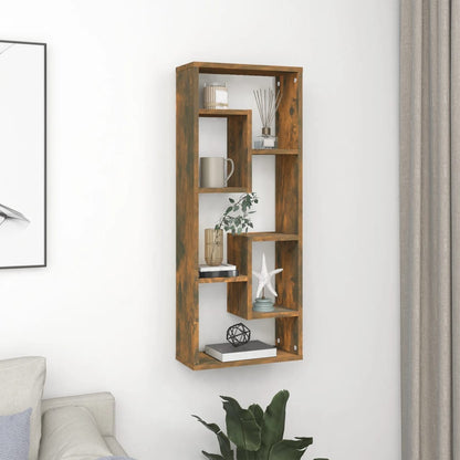 Wall Shelf Smoked Oak 36x16x90 cm Engineered Wood