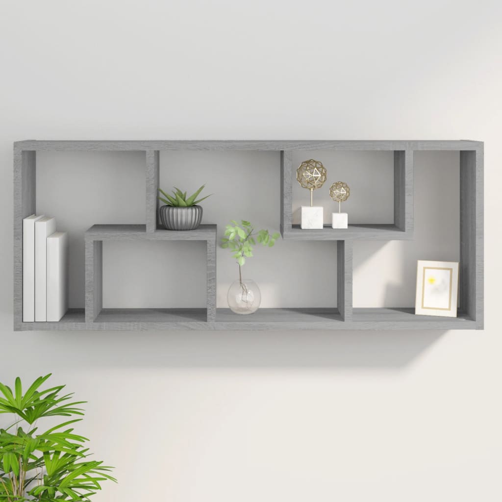 Wall Shelf Grey Sonoma 36x16x90 cm Engineered Wood