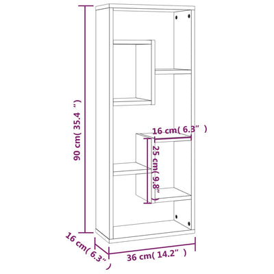 Wall Shelf Grey Sonoma 36x16x90 cm Engineered Wood