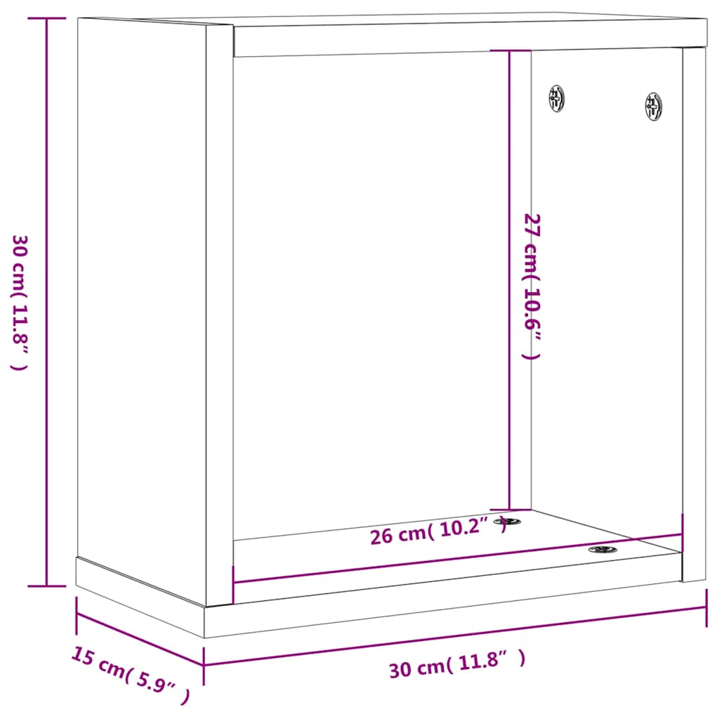 Wall Cube Shelves 4 pcs Smoked Oak 30x15x30 cm