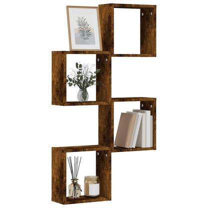 Wall Cube Shelves 4 pcs Smoked Oak 30x15x30 cm