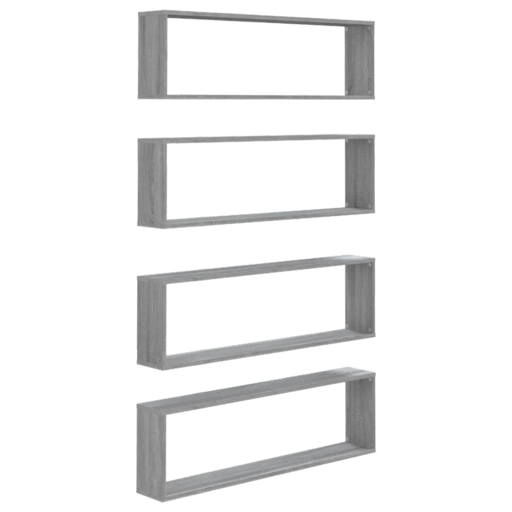 Wall Cube Shelves 4 pcs Grey Sonoma 100x15x30 cm Engineered Wood