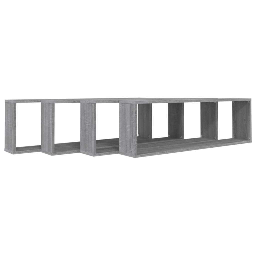 Wall Cube Shelves 4 pcs Grey Sonoma 100x15x30 cm Engineered Wood