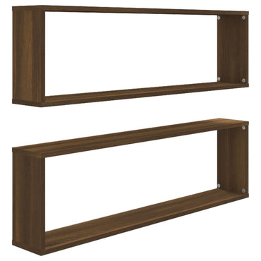 Wall Cube Shelves 2 pcs Brown Oak 100x15x30 cm Engineered Wood