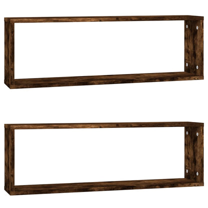 Wall Cube Shelves 2 pcs Smoked Oak 80x15x26.5 cm Engineered Wood