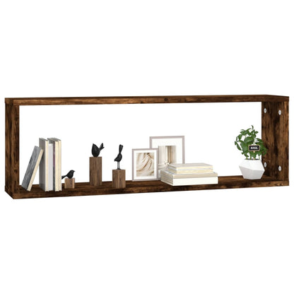 Wall Cube Shelves 2 pcs Smoked Oak 80x15x26.5 cm Engineered Wood