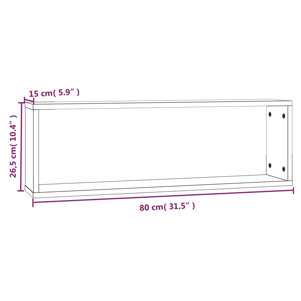 Wall Cube Shelves 2 pcs Smoked Oak 80x15x26.5 cm Engineered Wood