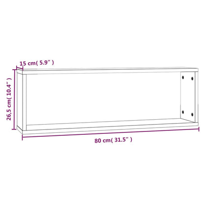 Wall Cube Shelves 2 pcs Smoked Oak 80x15x26.5 cm Engineered Wood