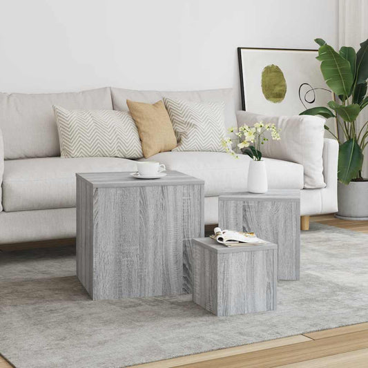 Side Tables 3 pcs Grey Sonoma Engineered Wood