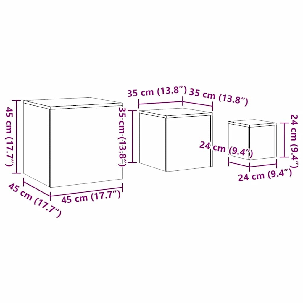 Side Tables 3 pcs Brown Oak Engineered Wood