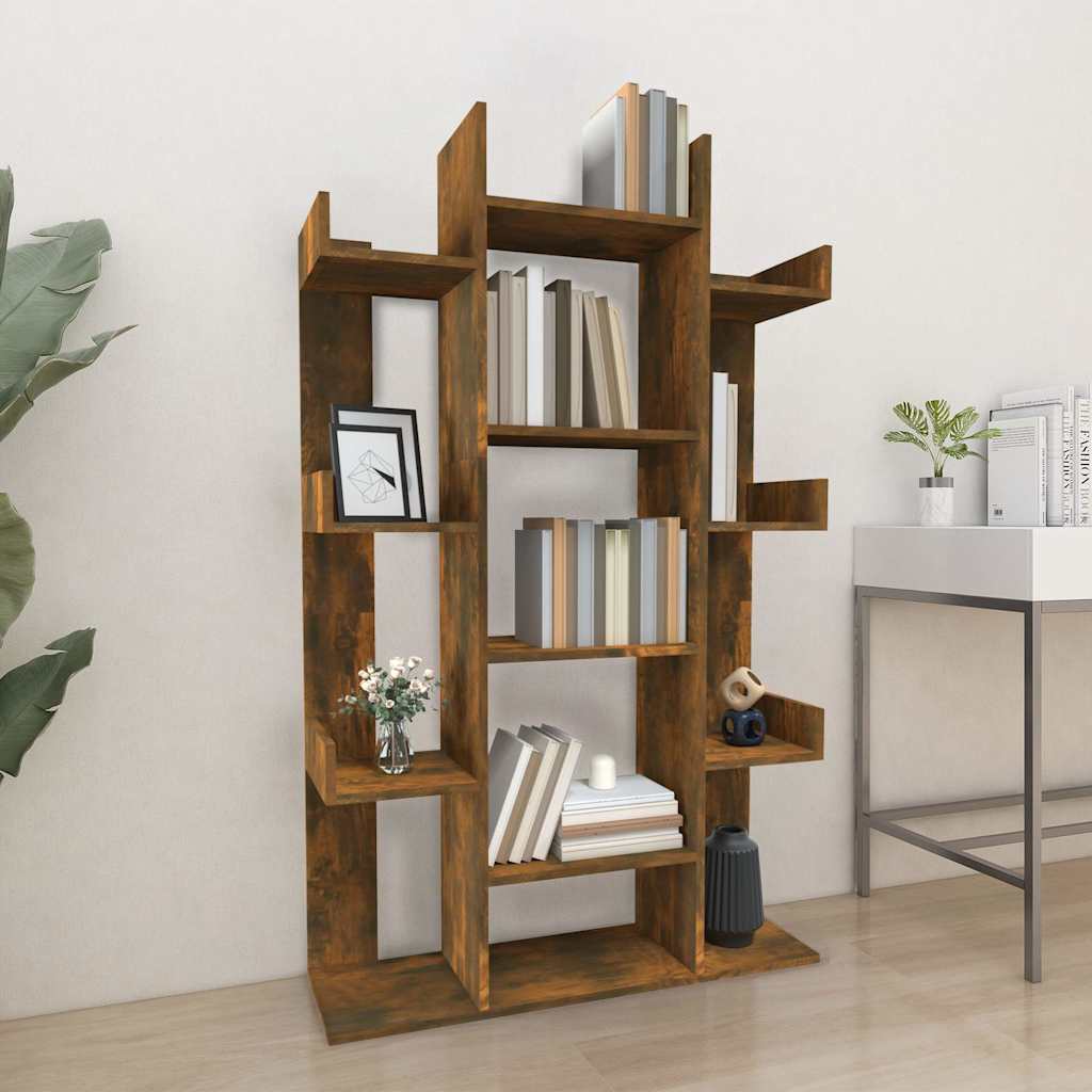 Book Cabinet Smoked Oak 86x25,5x140 cm Engineered Wood