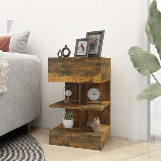Bedside Cabinet Smoked Oak 40x35x65 cm Engineered Wood