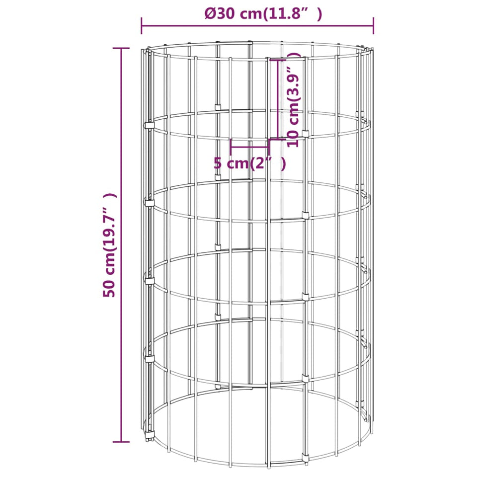 Circular Gabion Pole Galvanised Steel Ø30x50 cm