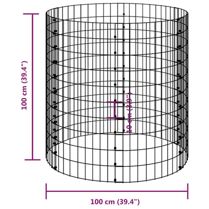 Circular Gabion Pole Galvanized Steel Ø39.4"x39.4"