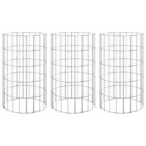 Circular Gabion Raised Beds 3 pcs Galvanised Steel Ø30x50 cm