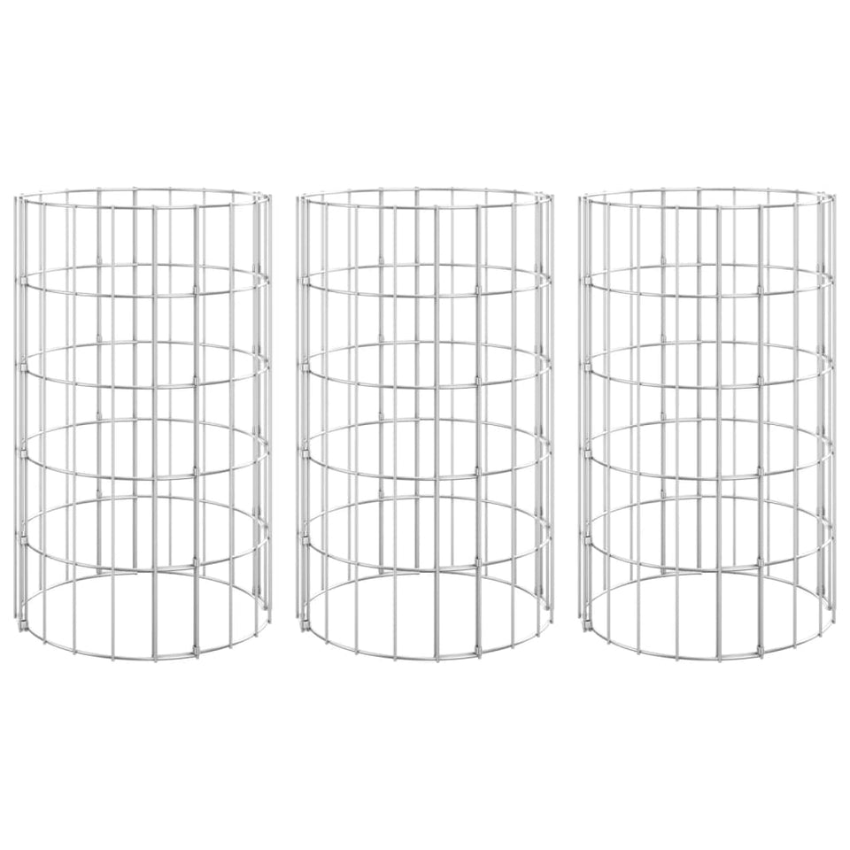 Circular Gabion Raised Beds 3 pcs Galvanised Steel Ø30x50 cm