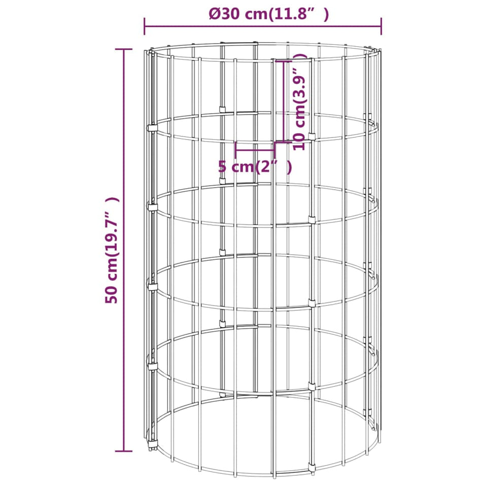 Circular Gabion Raised Beds 3 pcs Galvanised Steel Ø30x50 cm