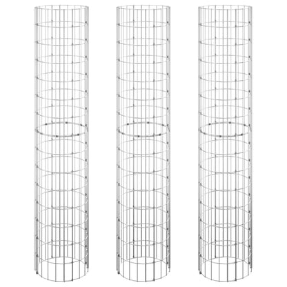 Circular Gabion Raised Beds 3 pcs Galvanized Steel Ø11.8"x59.1