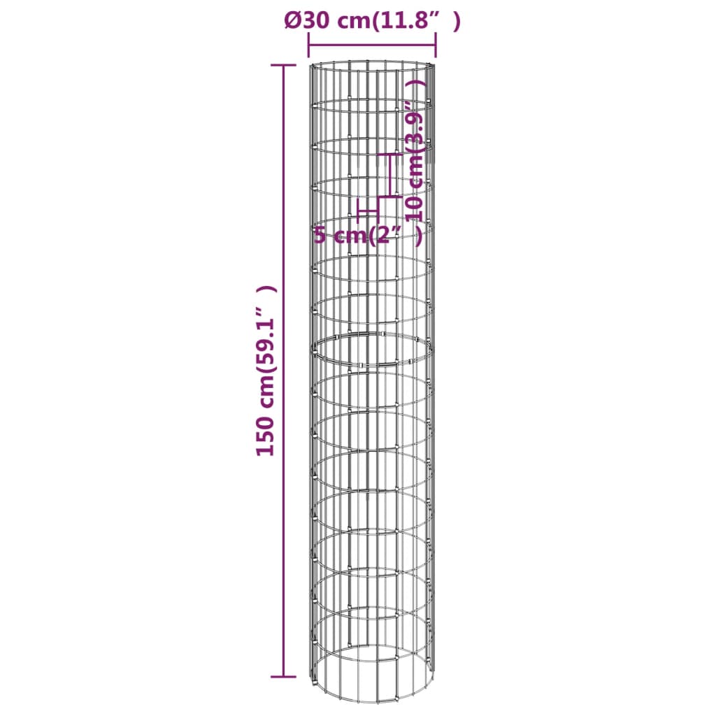 Circular Gabion Raised Beds 3 pcs Galvanized Steel Ø11.8"x59.1