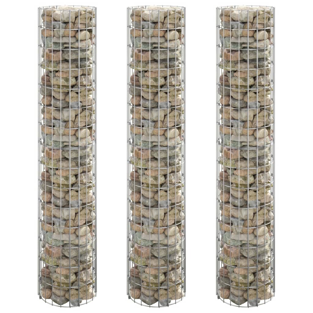 Circular Gabion Raised Beds 3 pcs Galvanized Steel Ø11.8"x59.1
