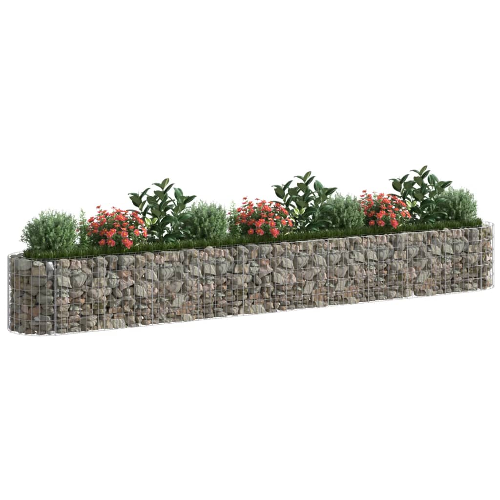 vidaXL Gabion Raised Bed Silver Galvanized Iron 157.5 x 19.7 x 19.7 in