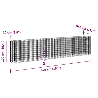 Gabion Raised Bed Galvanised Iron 470x50x100 cm