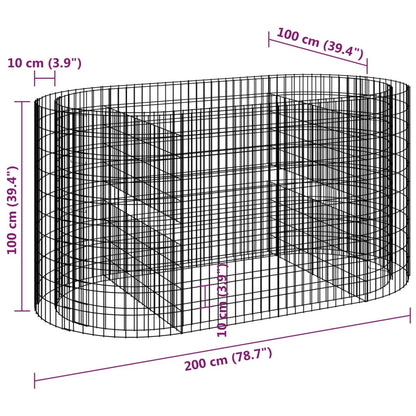 Gabion Raised Bed Galvanised Iron 200x100x100 cm