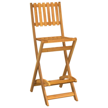 Bar Stool | Set of 2 | Natural wood colour | Solid Acacia wood | Medium