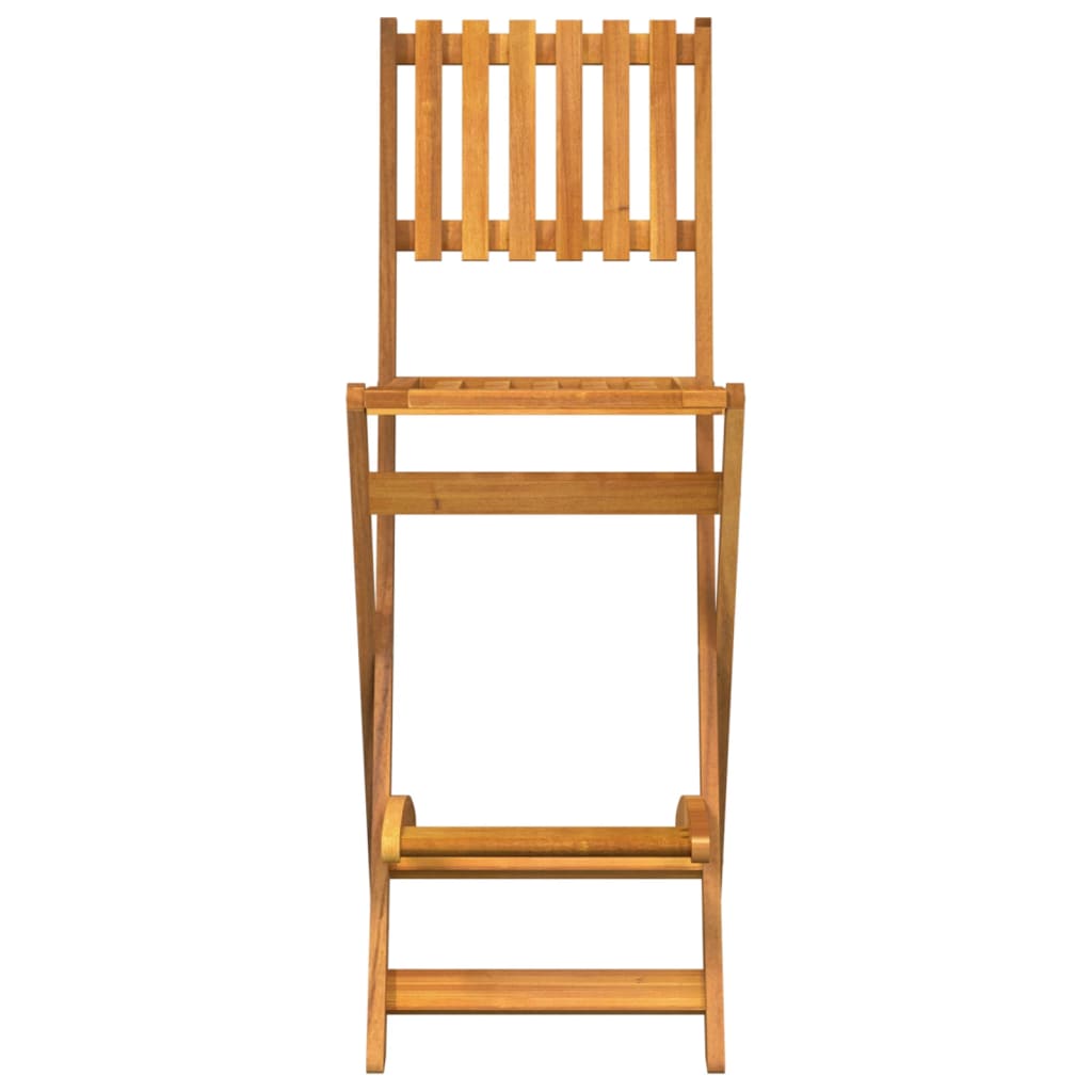 Bar Stool | Set of 2 | Natural wood colour | Solid Acacia wood | Medium