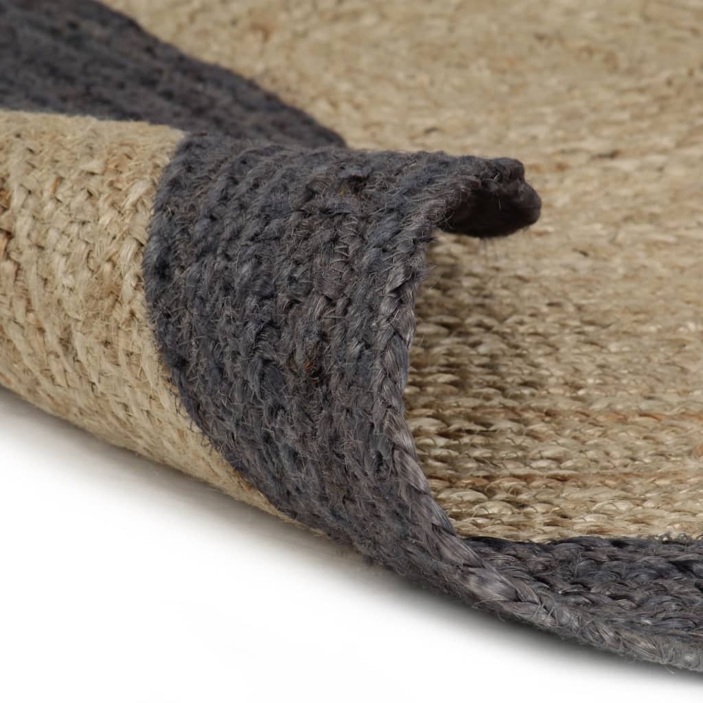 Handmade Rug Jute with Dark Grey Border 240 cm