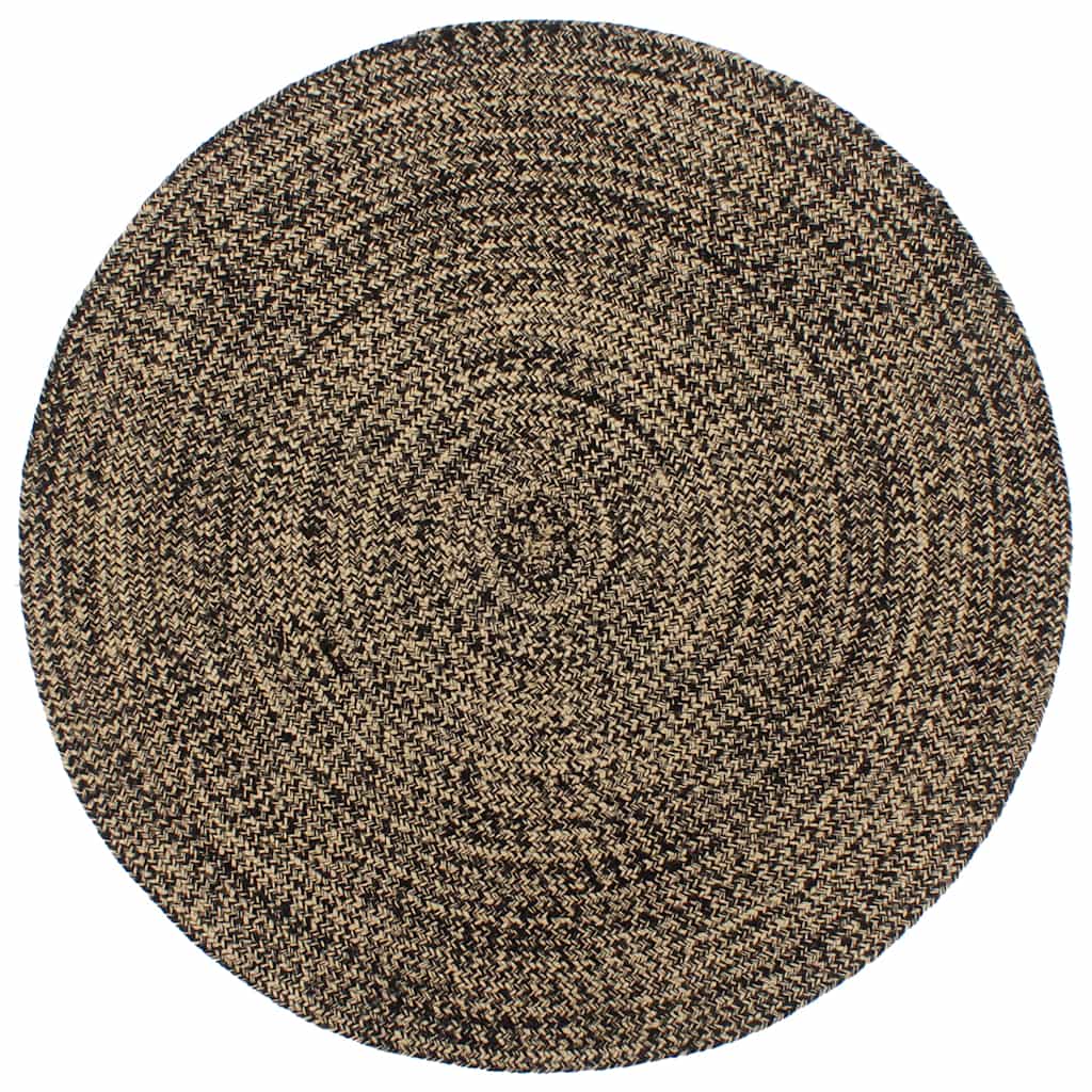 Handmade Rug Jute Black and Brown 180 cm