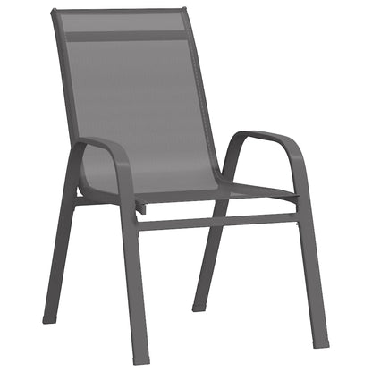 Garden Dining Set | Grey and Black | Powder-coated steel | Large