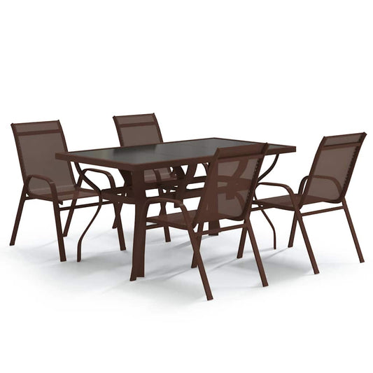 5 Piece Garden Dining Set Brown and Black