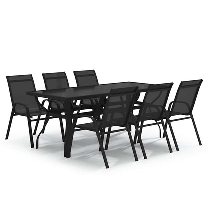 7 Piece Garden Dining Set Black