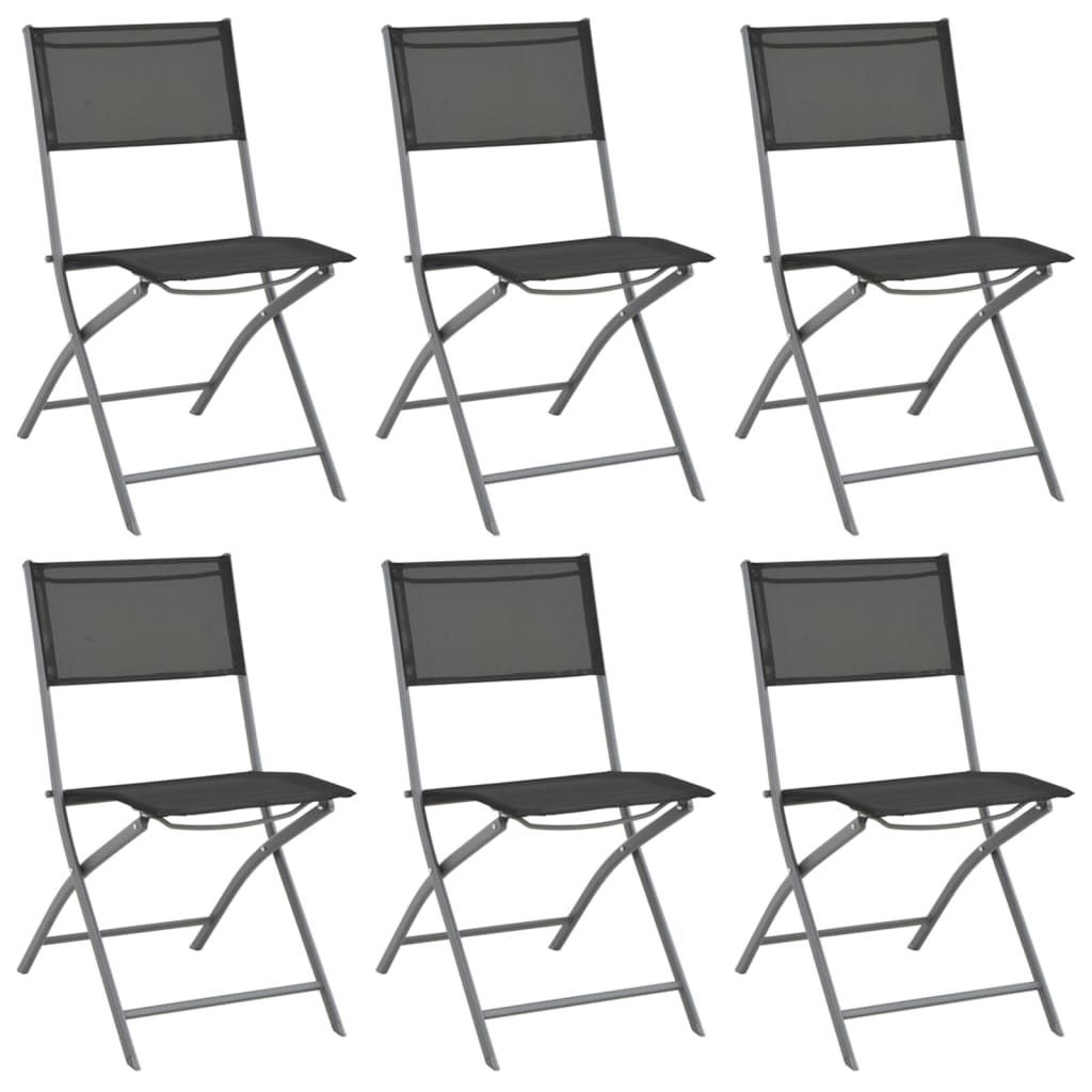 Garden Dining Set | Grey | Powder-coated steel | 7 Piece | Foldable
