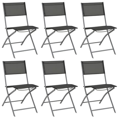 Garden Dining Set | Grey | Powder-coated steel | 7 Piece | Foldable