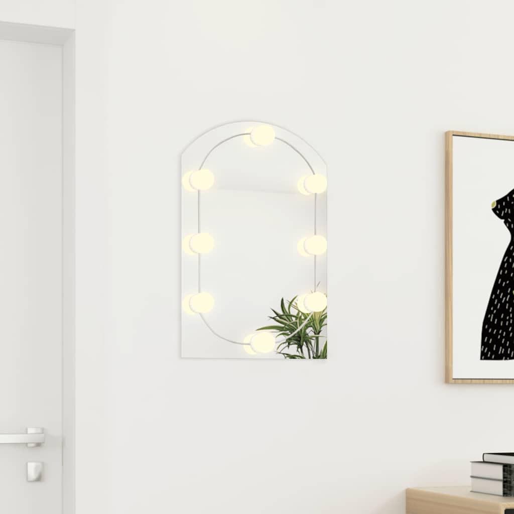 Mirror with LED Lights 60x40 cm Glass Arch