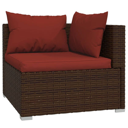 7 Piece Patio Lounge Set with Cushions Poly Rattan Brown