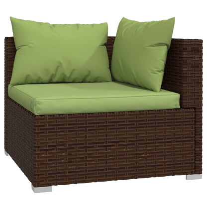 7 Piece Patio Lounge Set with Cushions Poly Rattan Brown
